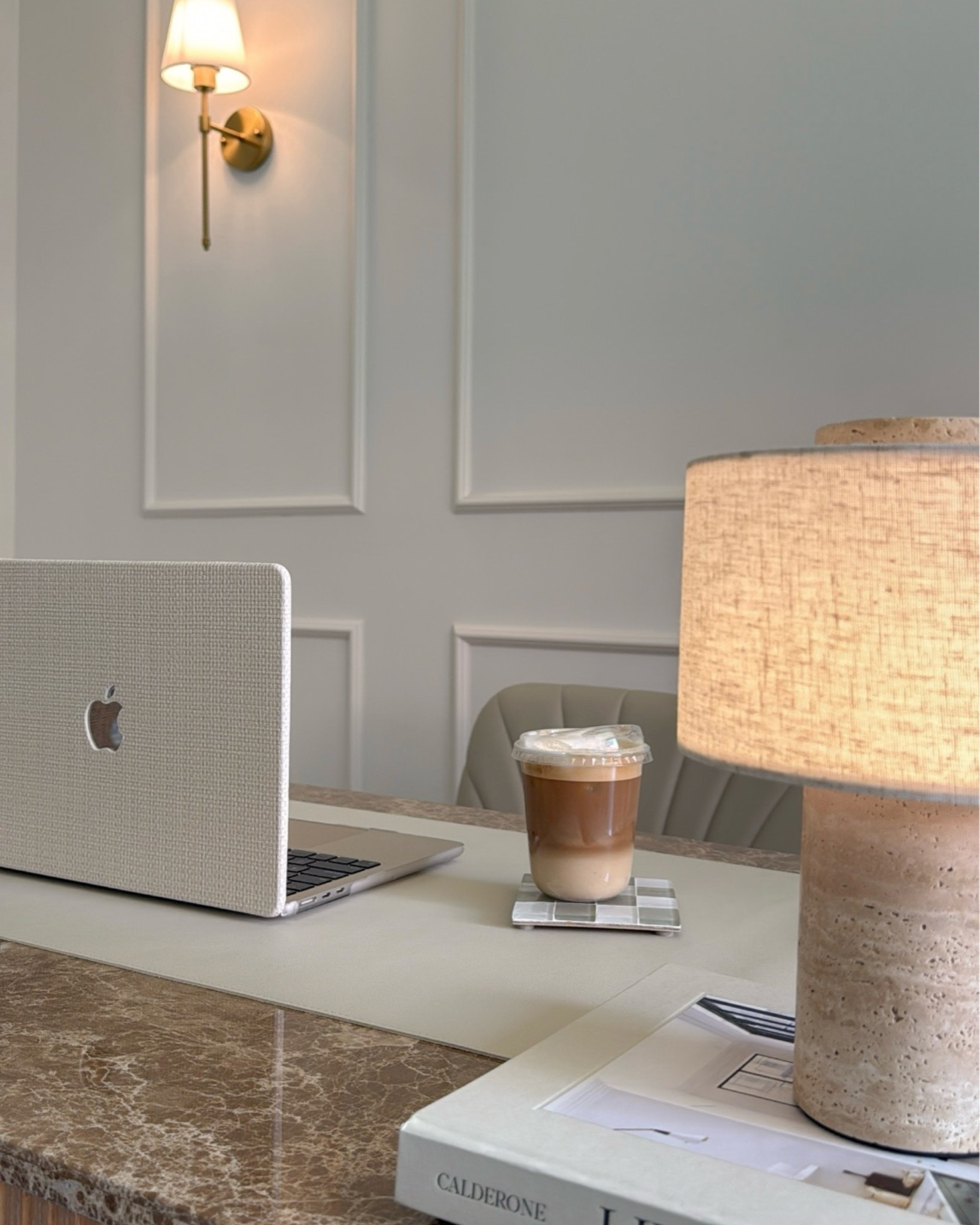 Home office lighting and accessories 🤍 loving how the office is coming together!! 

Cordless lamp, wall sconces, laptop cover, desk mat, amazon finds, travertine, cozy home, neutral aesthetic, interior design, wall molding, fancythingsblog

#LTKHome #LTKmorningroutine #LTKdayinmylife