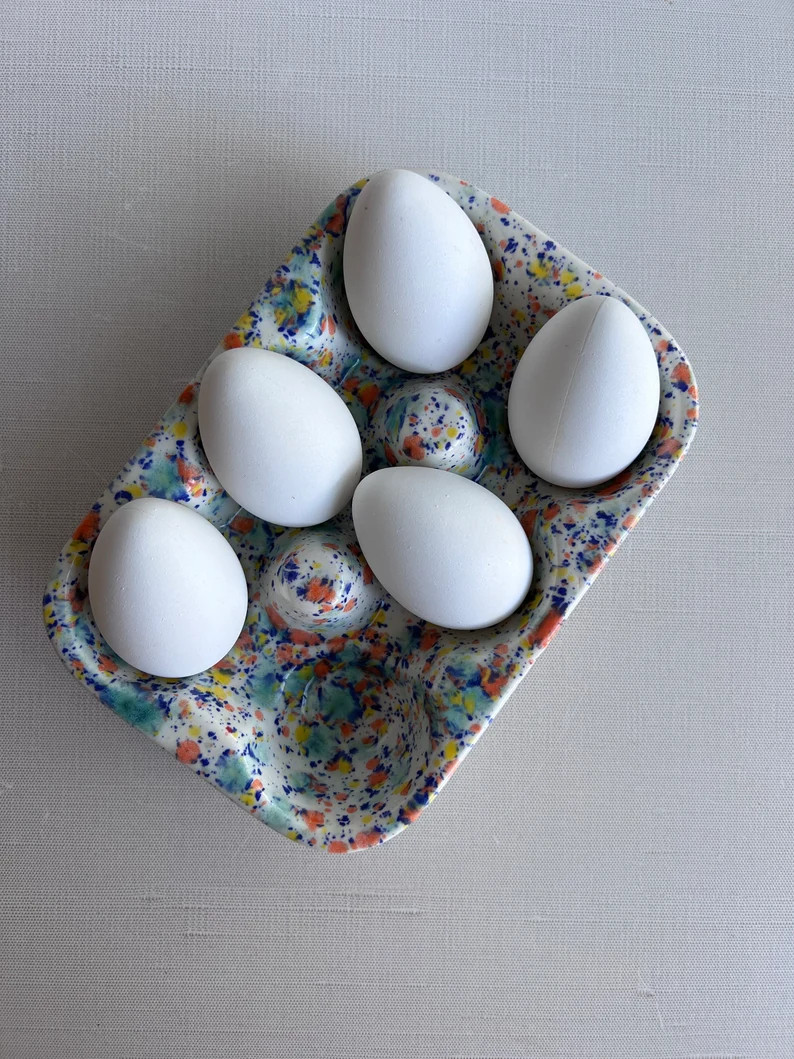 Ceramic Egg Crate, Egg Nest, 6 Egg Tray - Etsy | Etsy (US)