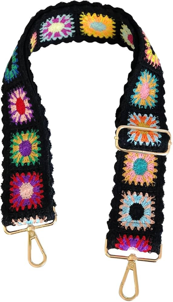 Crochet Flower Purse Straps Replacement Crossbody for Handbags Women Guitar Strap 2 inch Wide Adj... | Amazon (US)