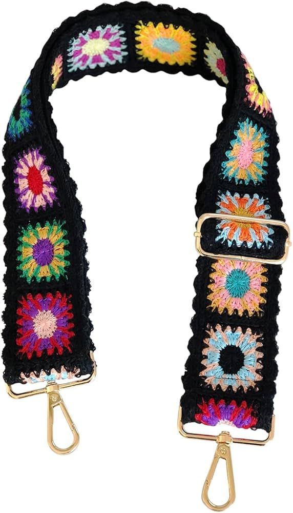 Crochet Flower Purse Straps Replacement Crossbody for Handbags Women Guitar Strap 2 inch Wide Adj... | Amazon (US)