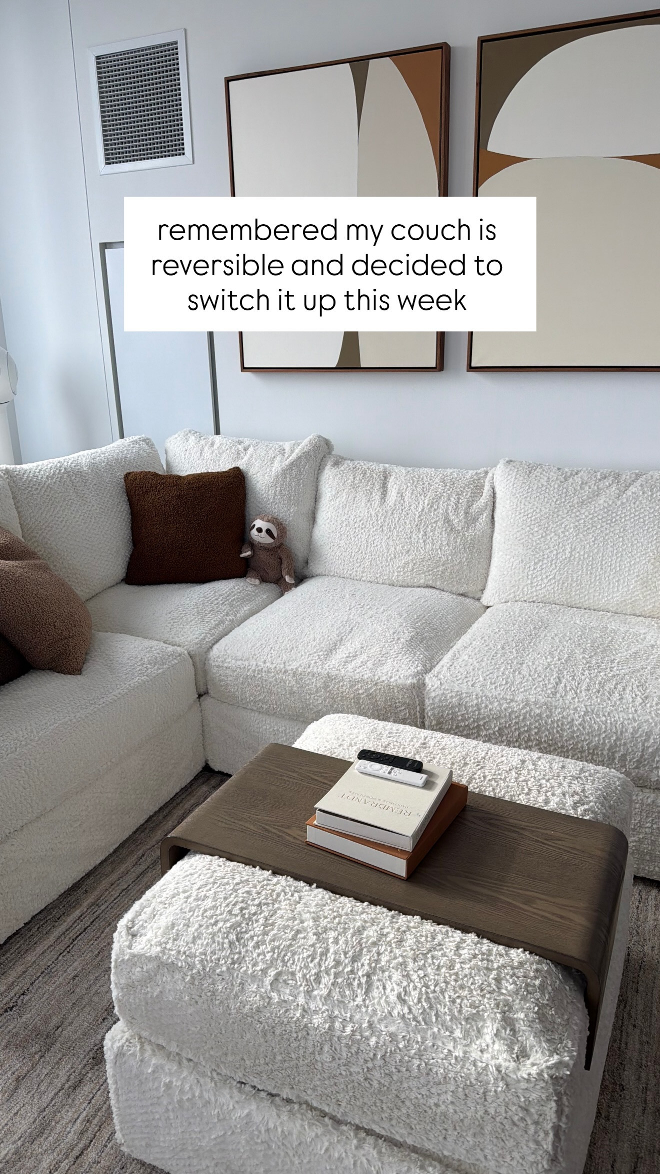 Remembered my couch is reversible and decided to switch it up this week. I love a Lovesac sectional! 

 #LTKHome