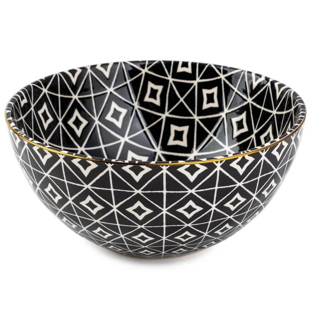 Thyme & Table Black Geo Stoneware Large Round Bowl - Walmart.com | Walmart (US)