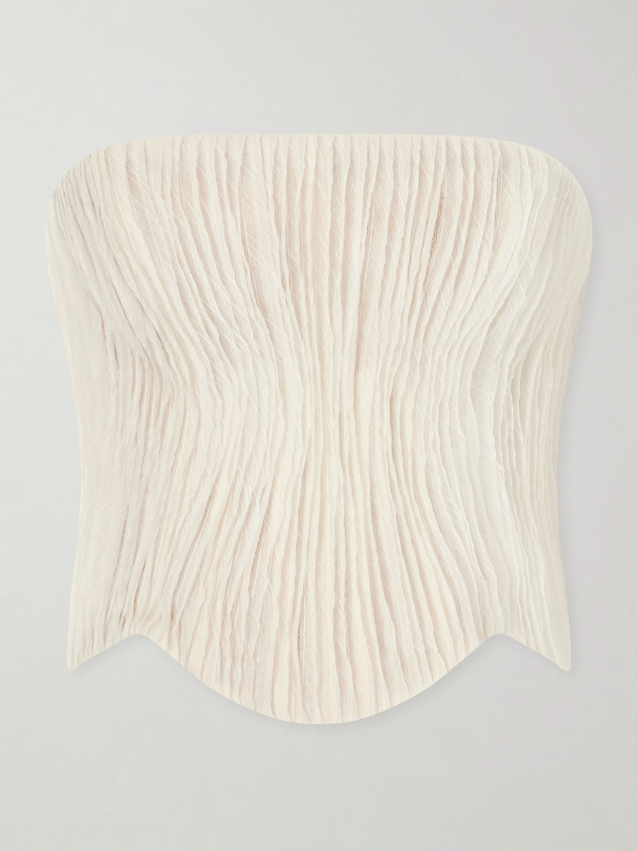 Danielle Frankel - Anais Crinkled-organza Bustier Top - Neutrals | NET-A-PORTER (US)