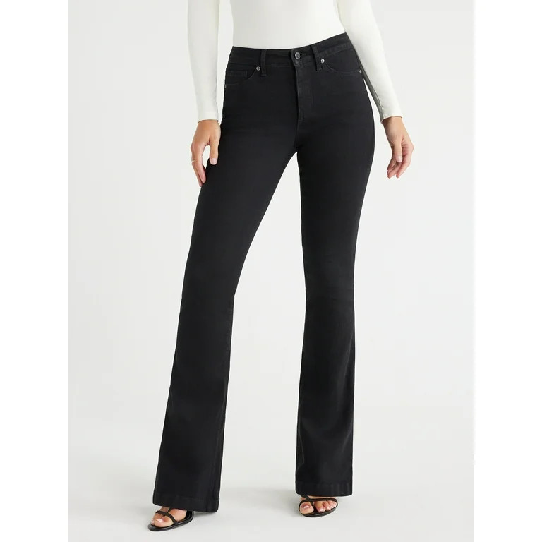Sofia Jeans Women's Melissa Flare High Rise Black Jeans, 33" Inseam, Sizes 2-20 - Walmart.com | Walmart (US)