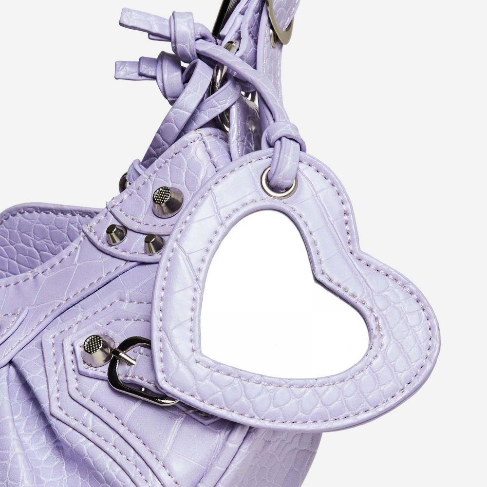 Harlin Studded Purse Detail Shoulder Bag In Lilac Faux Leather | EGO Shoes (US & Canada)