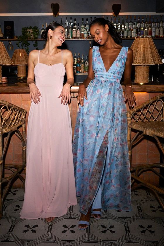 Garden Romance Light Blue Floral Print Organza Maxi Dress | Lulus (US)