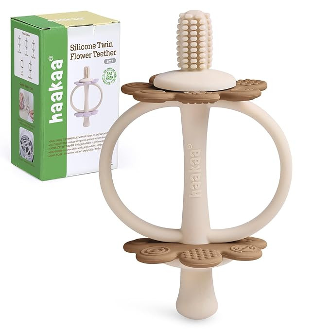 haakaa Silicone Baby Teether Toys,Nipple-Shaped End for Gum Massage,360° Baby Toothbrush Head fo... | Amazon (US)