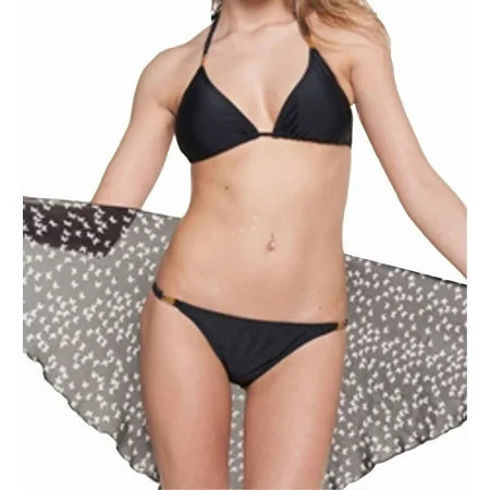 Flirtzy Black Bikini with Gold Hardware Slightly Padded Brazilian Back Bottom Swimsuit Bathing Suit Beach Resort Wear Beach 2 Piece Bathing Suit L Black | Walmart (US)