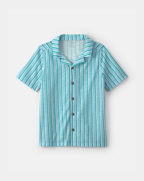 Boys Striped Short-Sleeve Button-Down Shirt - Blue | Carter's Inc
