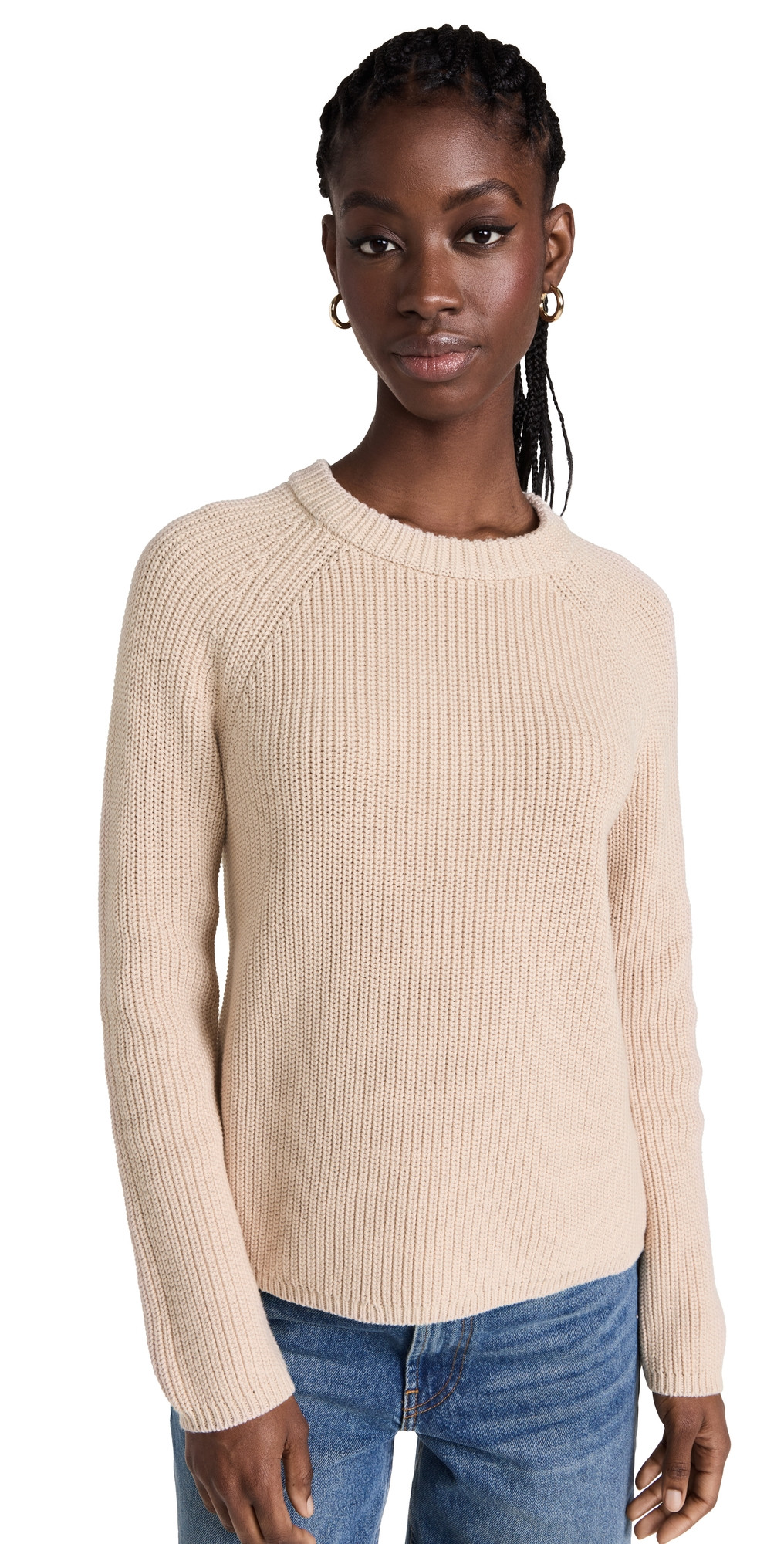 Jenni Kayne Cotton Fisherman Sweater Oatmeal XL | Shopbop