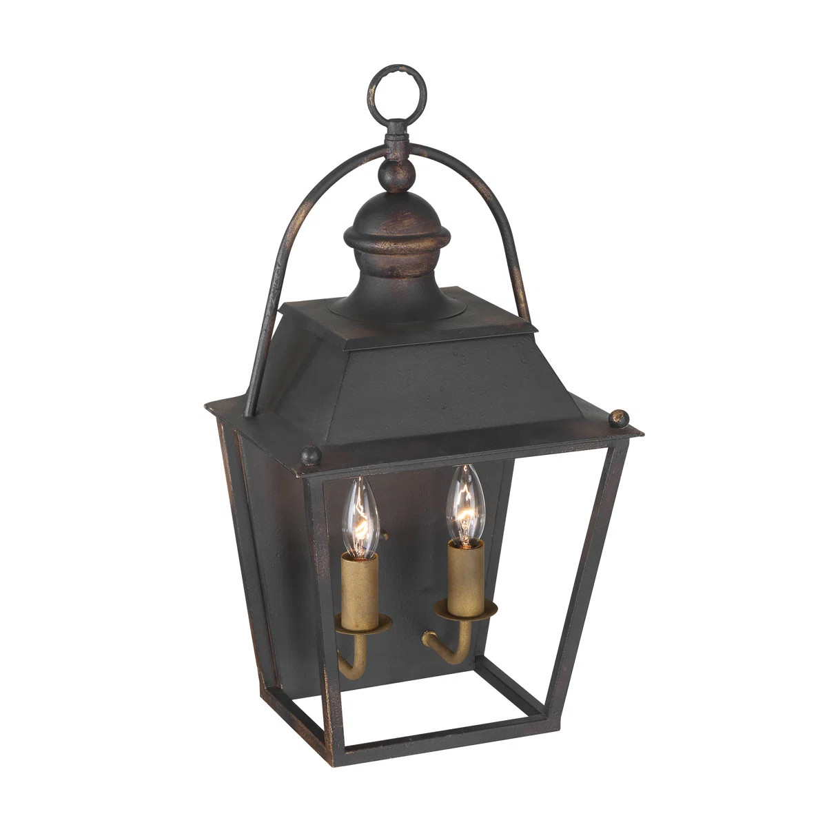Anyfer 2 Light Wall Sconce in Antique Black Iron | Wayfair North America
