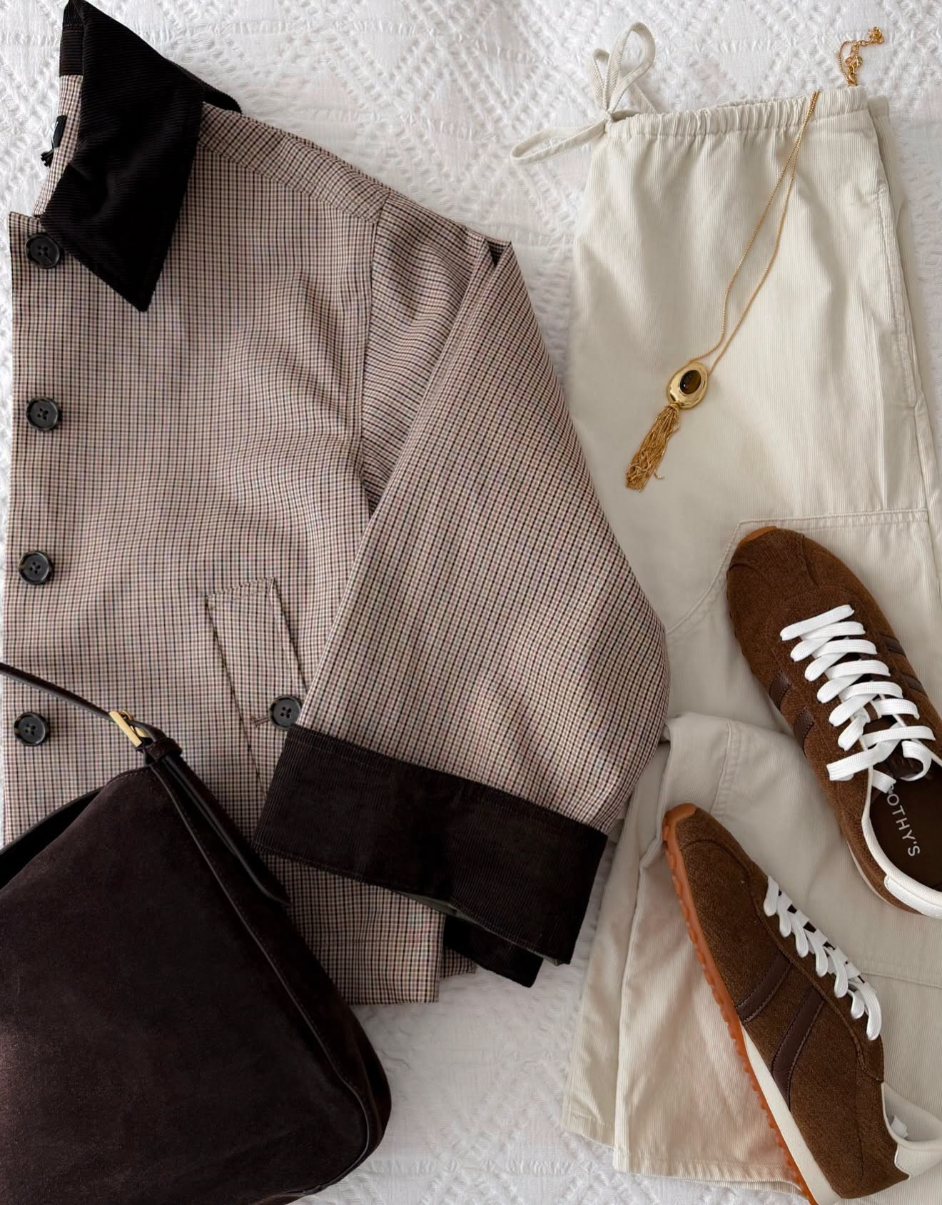 The brown and cream color mix is exactly what I want for fall. The cropped jacket with relaxed pants and suede sneakers makes the whole outfit feel casual but still pulled together.

fall outfit, cropped jacket, cream pants, brown sneakers, suede sneakers, neutral fall style, casual outfit, fall fashion, everyday style, transitional outfit, annabrstyle

#LTKootd #LTKgrwm #LTKSeasonal