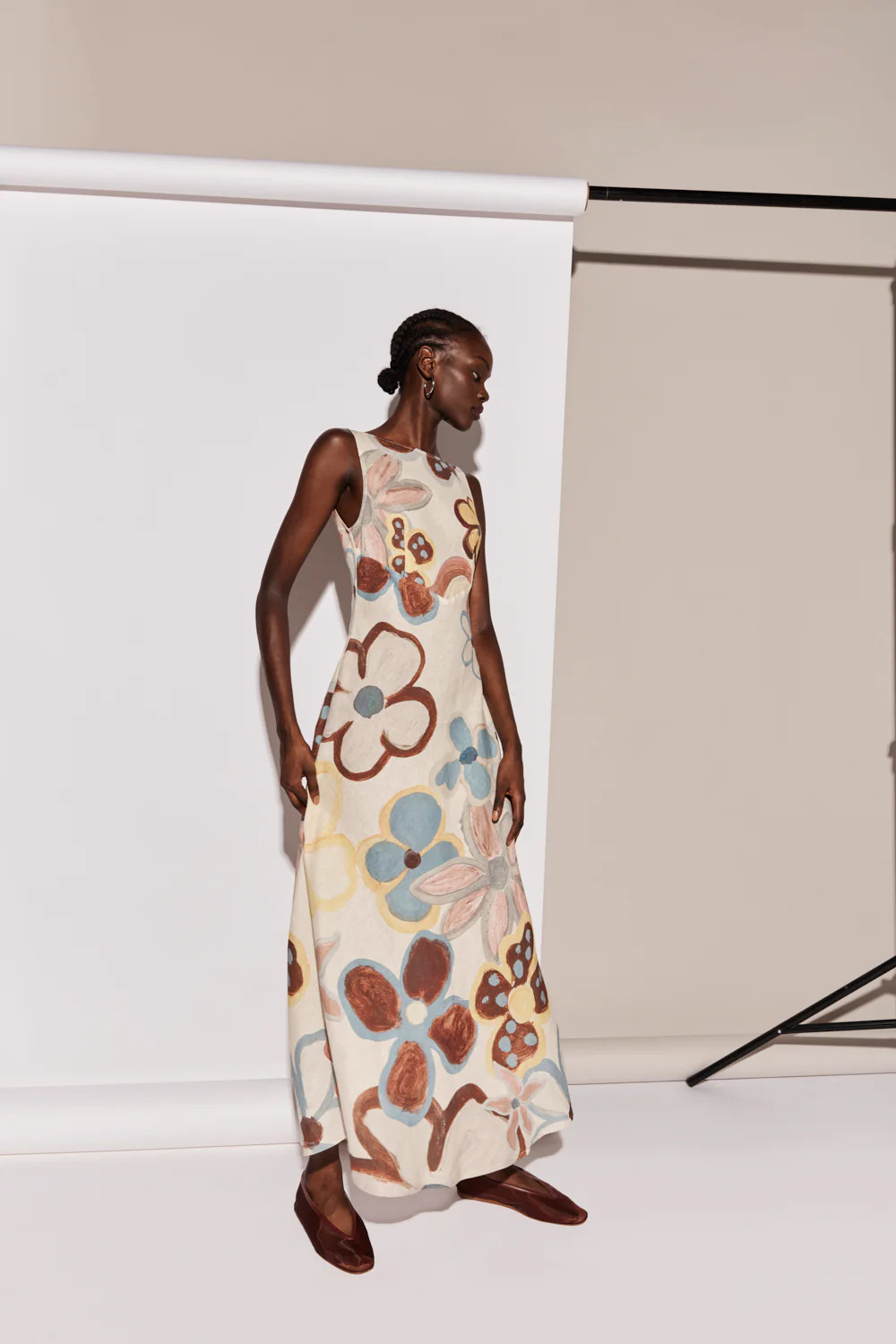 Art Of Bloom Linen Bias Cut Maxi Dress Flower | VRG Grl