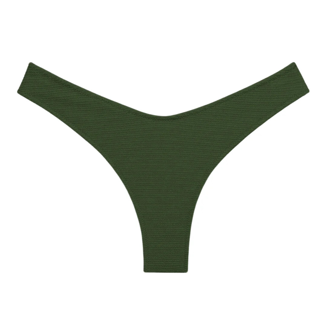 Olive Micro Scrunch Lulu (Zig-Zag Stitch) Bikini Bottom | Montce