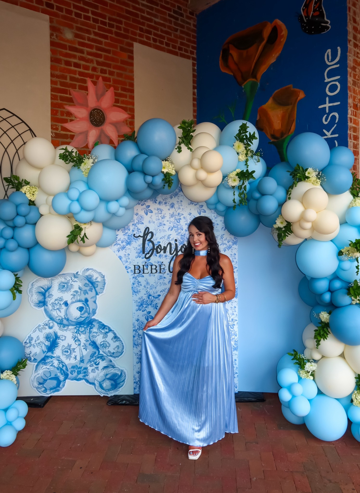 Under $30 Amazon pleated high neck maxi dress (sized up to a medium, maternity friendly), under $12 Amazon pearl earring set and under $40 Amazon white platform heel (tts) 28 weeks pregnant! Baby shower look #founditonamazon

#LTKBump #LTKFindsUnder50 #LTKParties