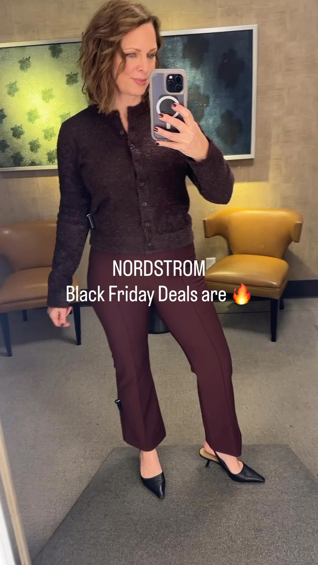 Oh my word, my head was spinning - so many great deals on beautiful women's styles at Nordstrom RIGHT NOW and going fast! I'm wearing a small in everything except the burgundy crop flare pants (sized up) and the brown short sleeve sweater (needed a small but it wasn't available). 

#LTKOver40 #LTKCyberWeek #LTKSaleAlert