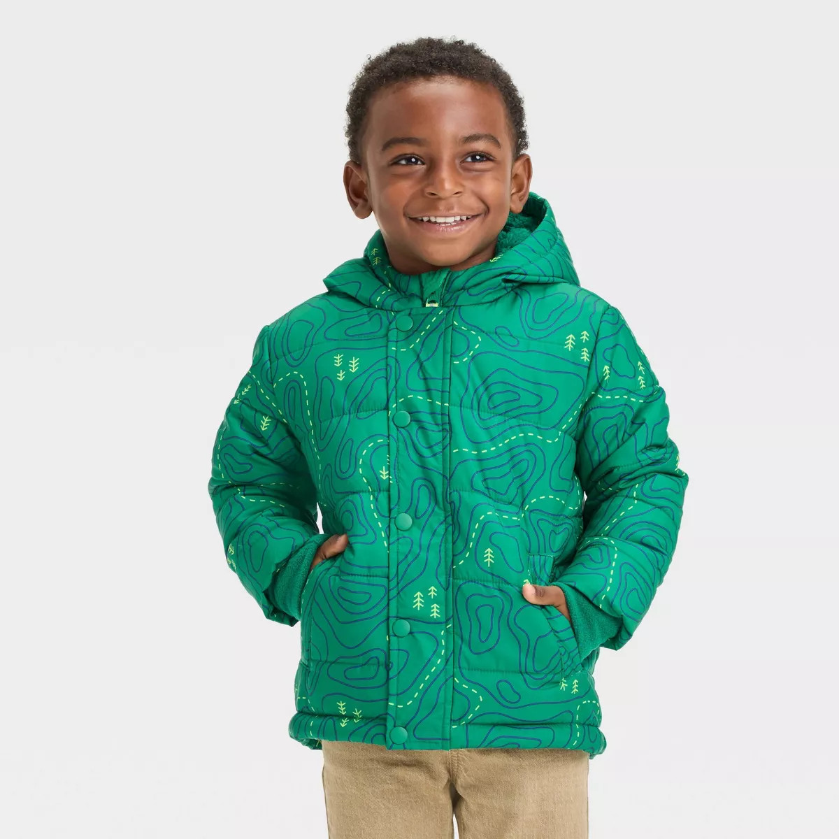 Toddler Boys' Heavy Weight Puffer Jacket - Cat & Jack™ Green | Target