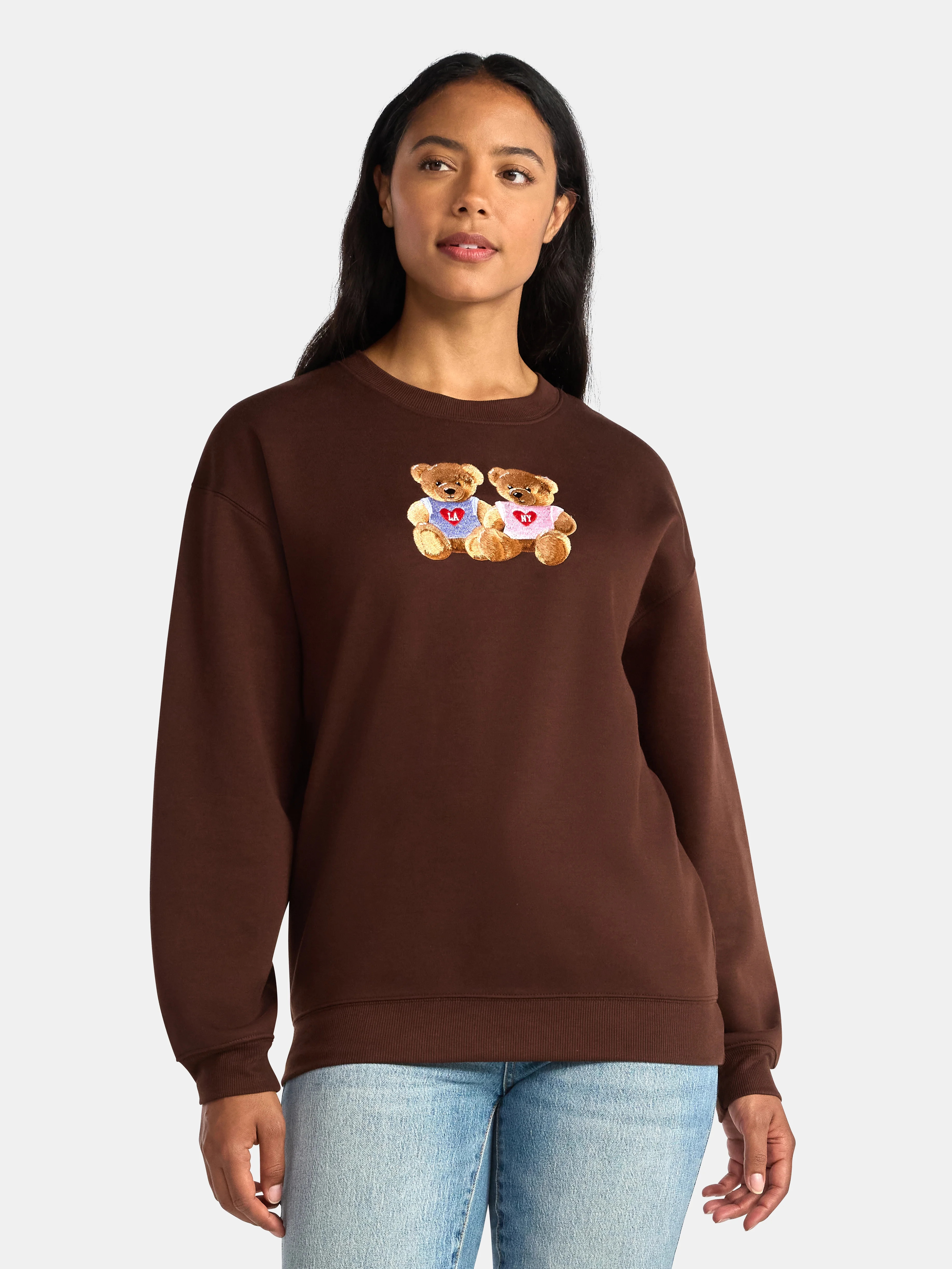 Women's Teddy Bears Embroidered Graphic Sweatshirt with Long Sleeves, Sizes XXS-XXL | Walmart (US)
