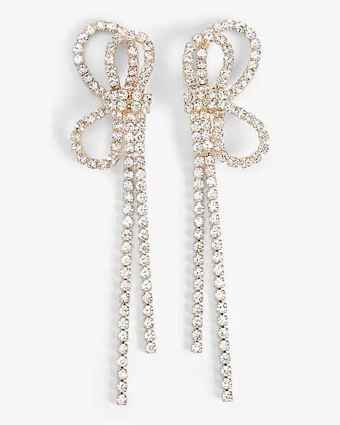 Rhinestone Bow Drop Earrings | Express