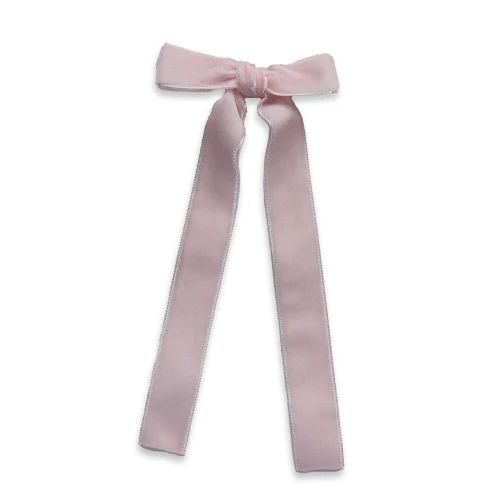 Large Velvet Long Tail Bow in Light Pink | Loozieloo