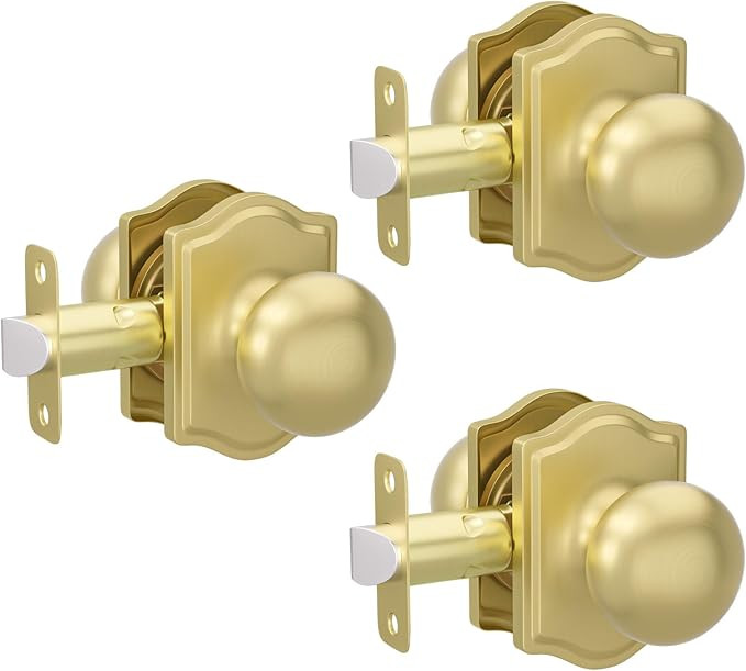 Haidms Gold Interior Door Knob, Brushed Gold Passage Door Knob Interior Door Knob for Bedroom and... | Amazon (US)