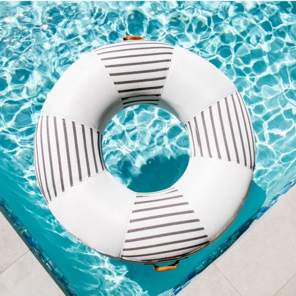 Big Joe Lux Ring Premium Pool Float, Black and White Cape Stripe, Durable UV Protected | Wayfair North America