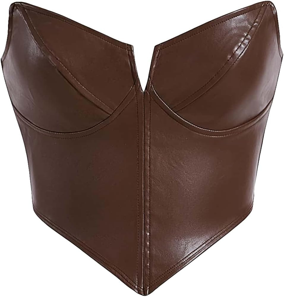 Milumia Women's PU Leather Zip Up Tube Top Sleeveless Slim Fit Crop Tops Clubwear | Amazon (US)