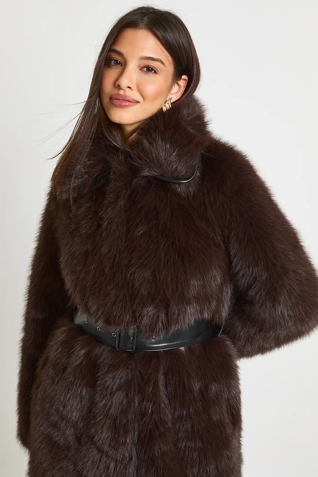 Oversized Belted Fur Coat | boohoo (US & Canada)