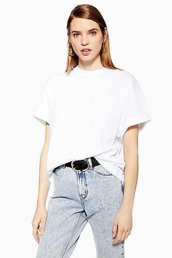 Boxy Roll T-Shirt - White | Topshop US