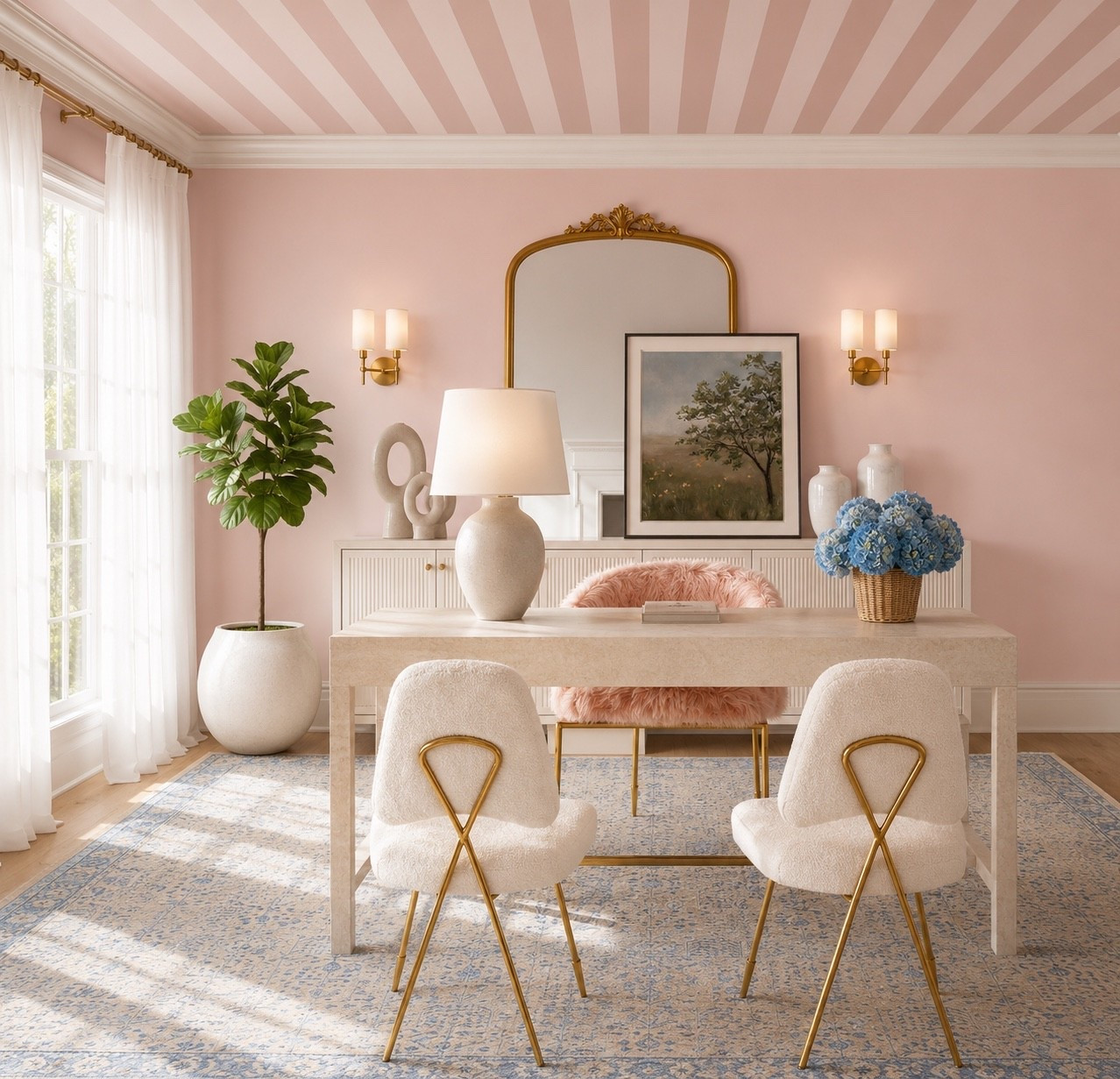 Your morning starts here. ☀️

A thoughtfully designed home office can set the tone for the entire day. Soft morning light, crisp white sheers, Farrow & Ball Middleton Pink walls, and a beautifully layered workspace create a setting that feels calm, inspiring, and effortlessly elegant. It’s the kind of space that makes your first cup of coffee and your first email feel just a bit more enjoyable.#LTKStyleTip #HomeOffice #HomeOfficeDecor #DeskInspiration #MorningRoutine #ModernClassic #FarrowAndBall #MiddletonPink #BlueRug #BoucleChair #TableLamp #FramedArt #NaturalLight #InteriorDesign

#LTKHome #LTKdayinmylife #LTKHome #LTKSaleAlert