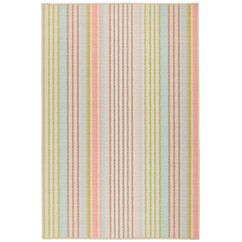 Ana Ticking Aqua Machine Washable Rug | Wayfair North America