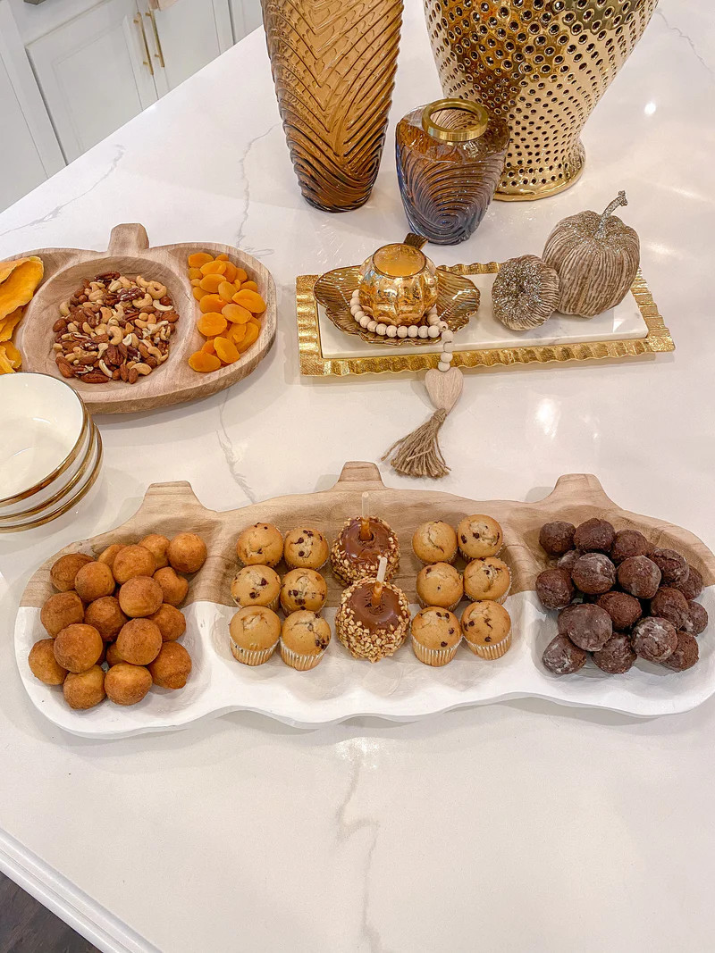 Large White Washed Wooden Pumpkin Tray | Inspire Me! Home Decor