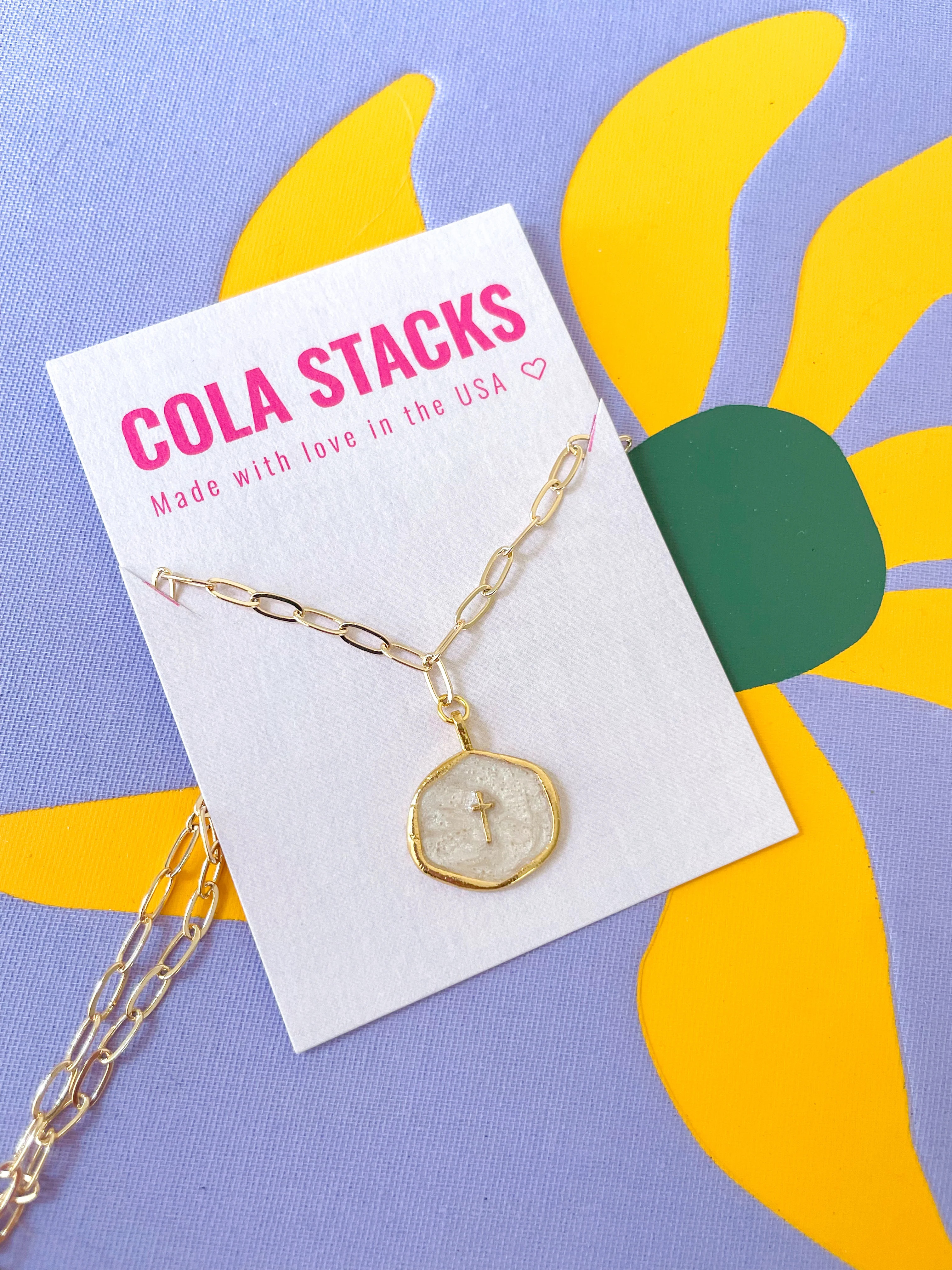 Pearl Cross Necklace | Cola Stacks