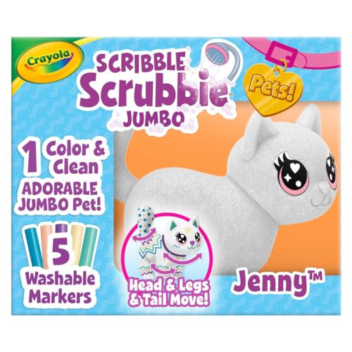 Crayola Scribble Scrubbie Jumbo Toy Cat, Large Posable Animal for Kids, Birthday, Holiday for Girls & Boys, Washable Coloring & Grooming Toy, Ages 3+ | Amazon (US)