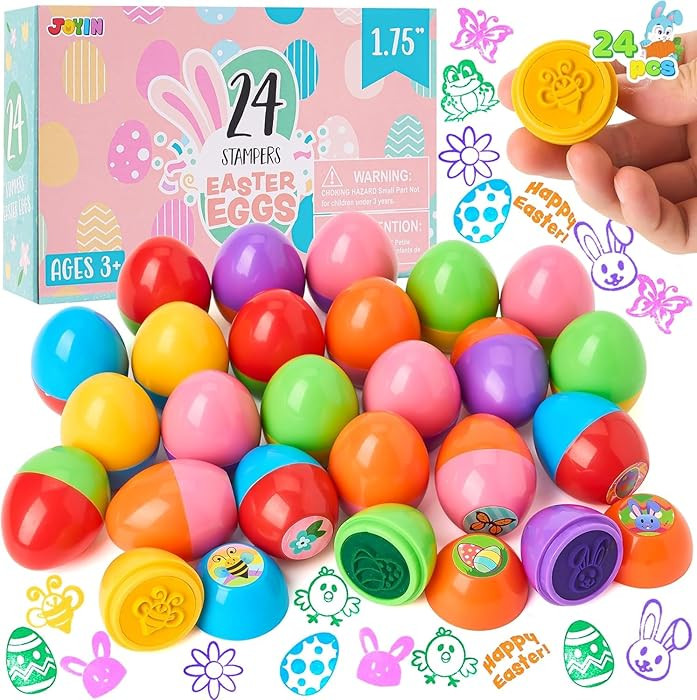 JOYIN 24Pcs Easter Egg Stampers Toys for Easter Eggs Hunt Game, Basket Stuffers Fillers, Stamps G... | Amazon (US)