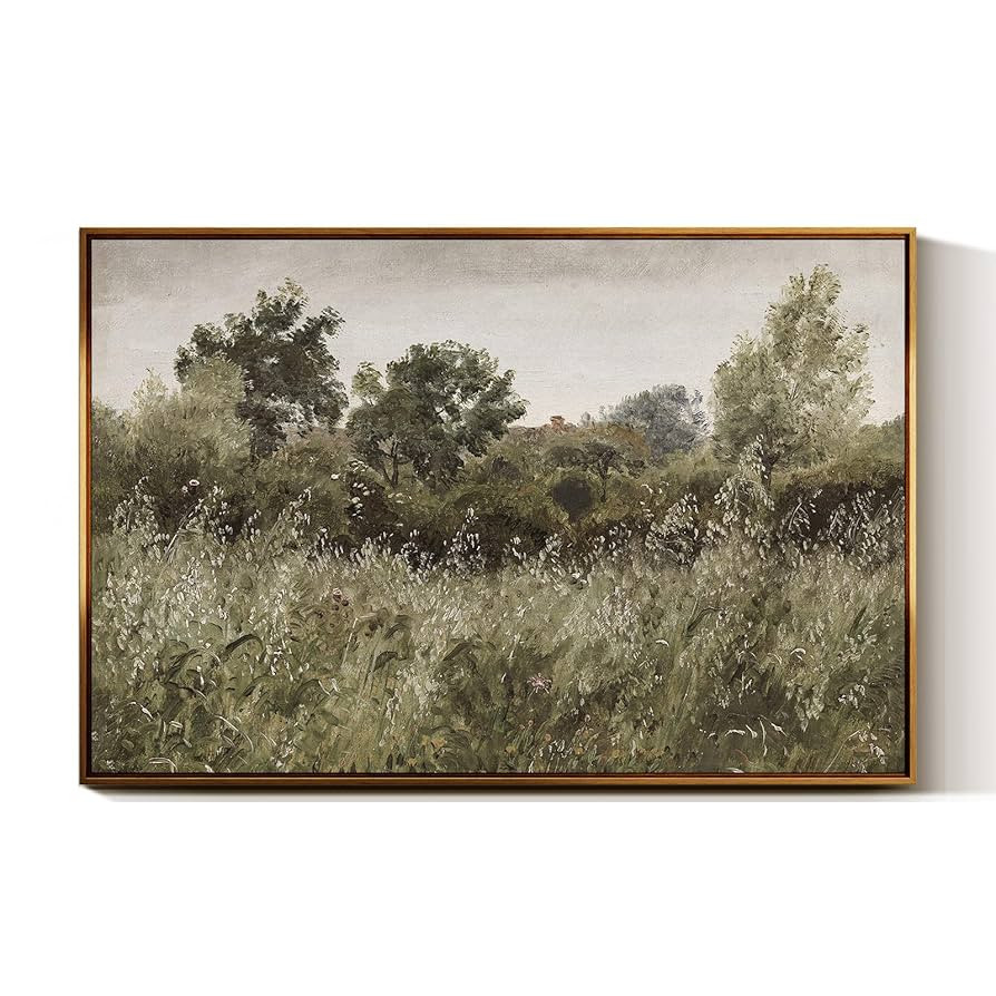 InSimSea Golden Framed Vintage Canvas Wall Art Oat Field Landscape Print 24X36 Inch, Cottage Core... | Amazon (US)