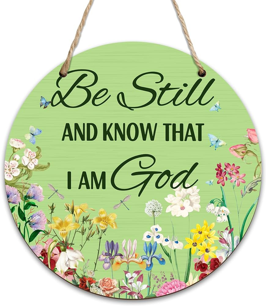 Floral Christian Door Sign Decorations, Be Still And Know That I Am God Religious Hanging Sign Fo... | Amazon (US)