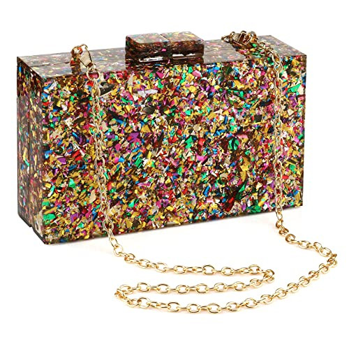 Gets Acrylic Purses and Handbags for Women Multicolor Perspex Geometric Patterns Box Clutch Banquet Evening Crossbody Handbag | Amazon (US)