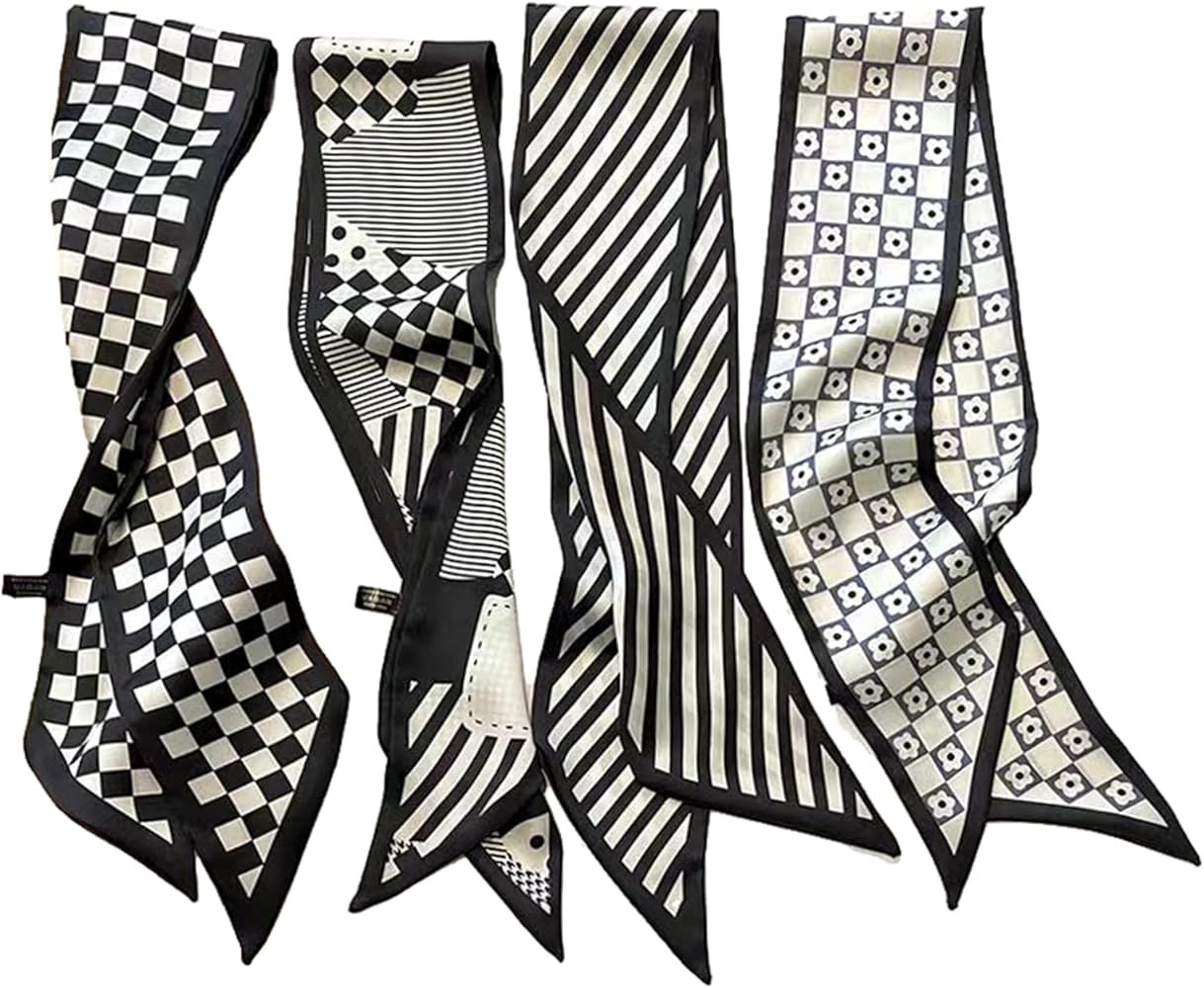 QTMY 4 Pack Purse Scarf for Bags Silk Head Scarf for Hair Handbag Women Scarfs Band Hair Neck Sca... | Amazon (US)