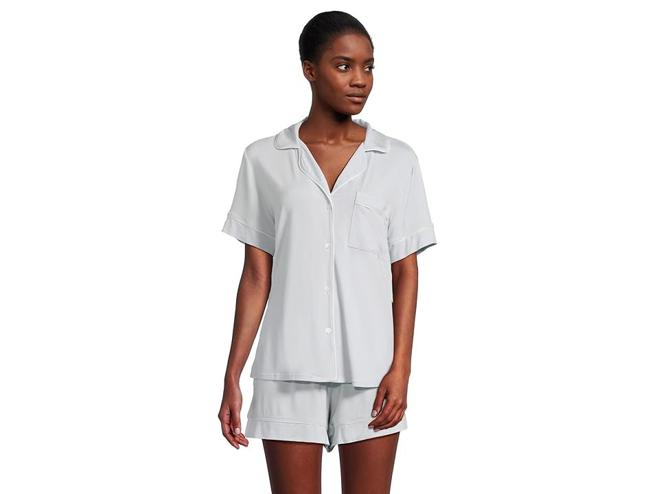 Eberjey Gisele Relaxed Short PJ Set Women's Pajama Sets Ice Blue Ivory: LG | Zappos.com