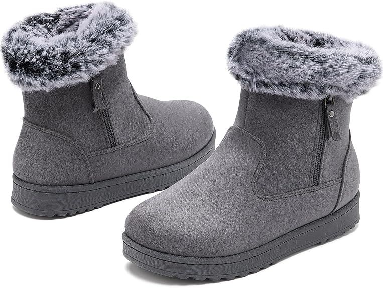 yageyan womens winter boots Mid calf snow booties fur lined womens warm ankle booties for outdoor... | Amazon (US)