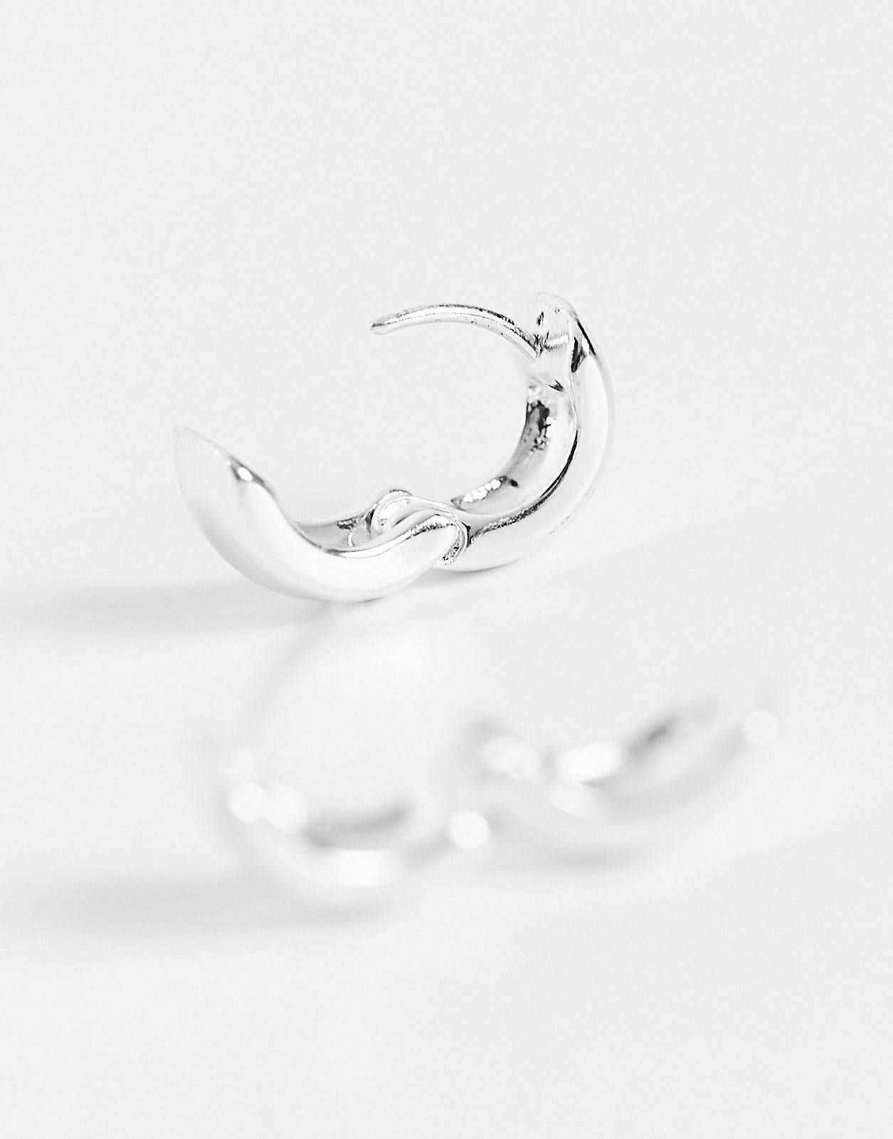 ASOS DESIGN silver plated clicker hoop earrings in wide design | ASOS (Global)