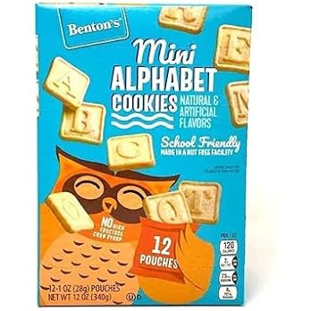 Benton's Mini Alphabet Cookies 12 pouches - School Friendly Made in Nut Free Facility | Amazon (US)