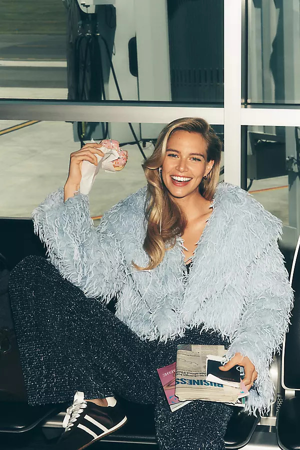 By Anthropologie Faux-Feather Fuzzy Crop Jacket | Anthropologie (US)