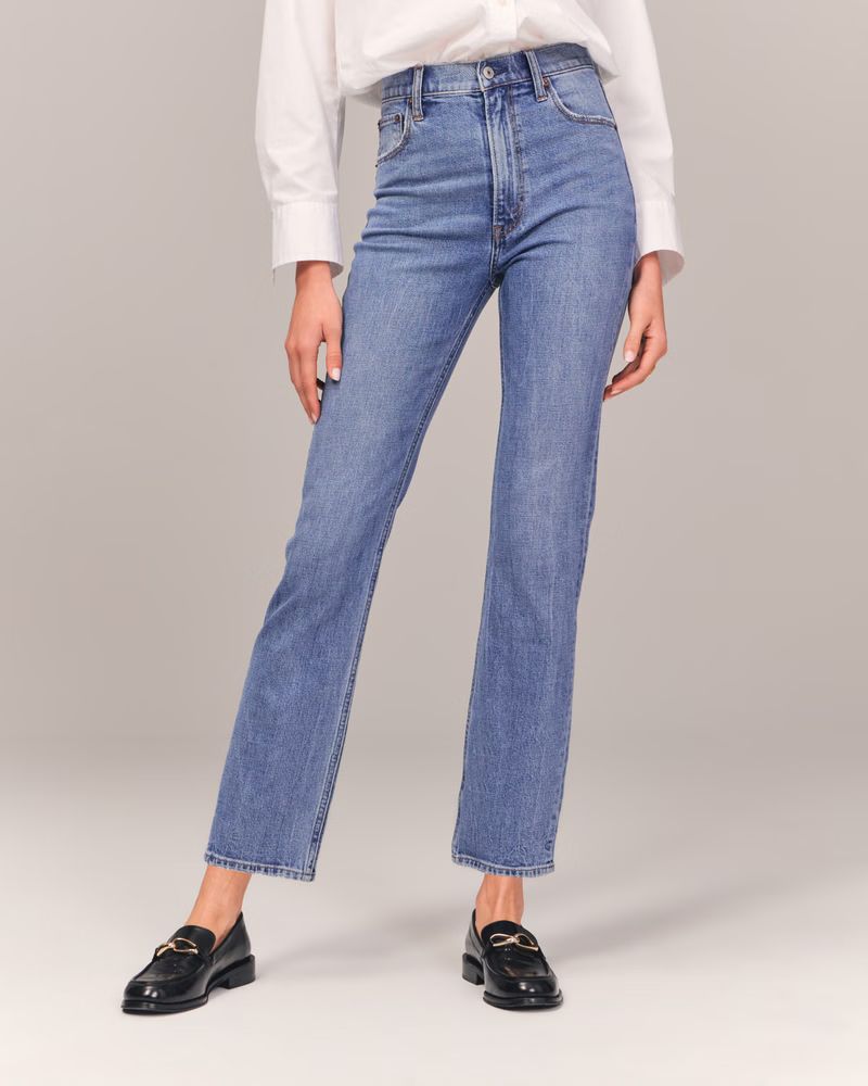 Women's Ultra High Rise Ankle Straight Jean | Women's Bottoms | Abercrombie.com | Abercrombie & Fitch (US)