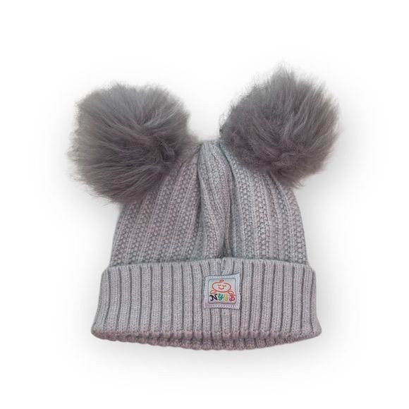 NYGB Hat Double Pom Knit Beanie Gray baby 6-12 months | Poshmark