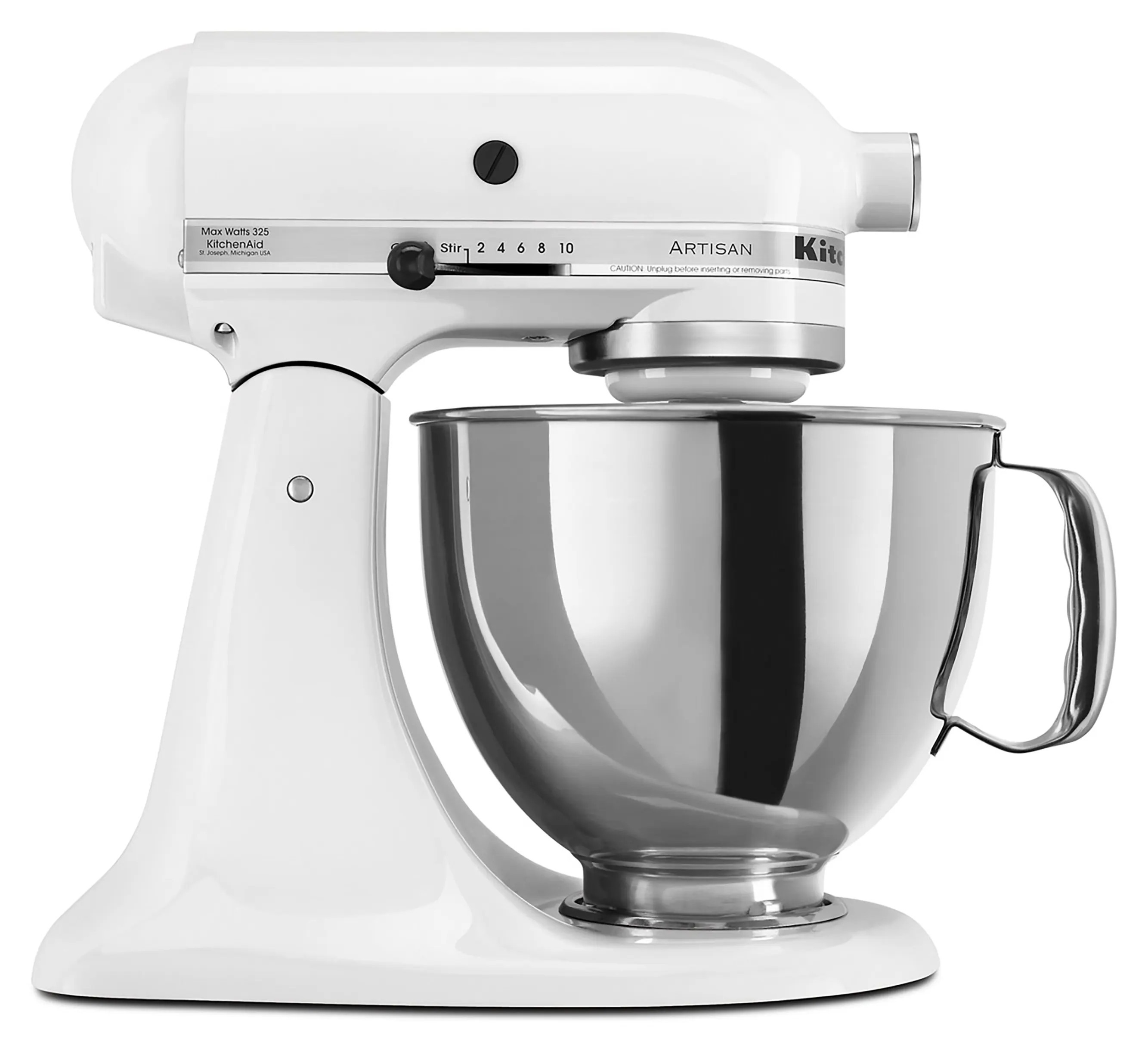 KitchenAid Artisan White 5-Quart Tilt-head Stand Mixer Stainless Steel | KSM150PSWH | Lowe's