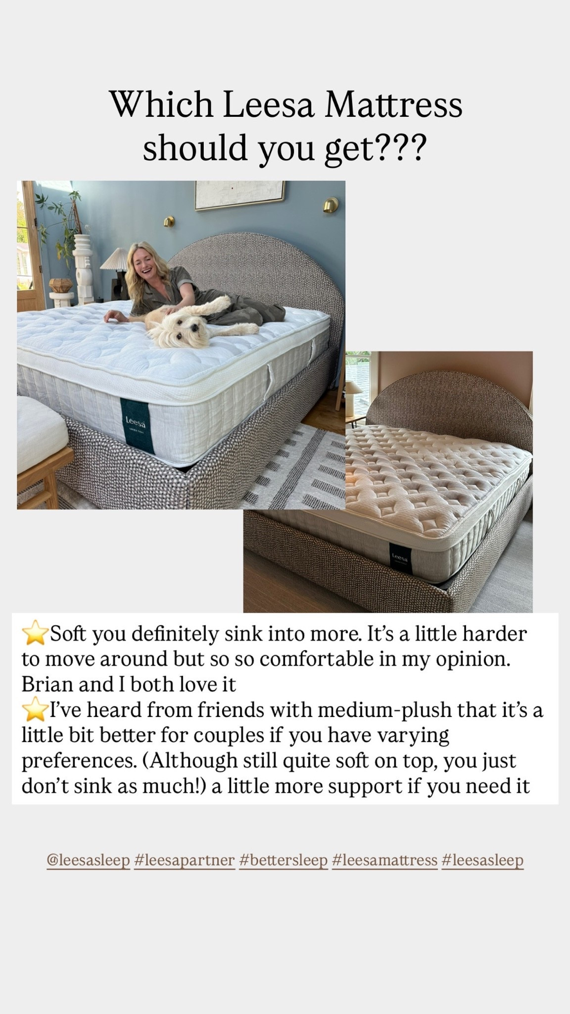 PSA if you thought you missed out on Leesa's July 4th sale you still have time!! They still have 30% off select mattresses (plus you can stack my code EMILYH75 to save an extra $75) so you can save up to $700 depending on what size you get:) We absolutely love our plush but our friends that have the medium-plush rave about it too - it just comes down to personal preference. We have 3 in our house so far and it's such a relief knowing that our guests have a comfy place to sleep when they come to visit xx @leesasleep #leesasleep #leesapartner #bestmattress #bettersleep