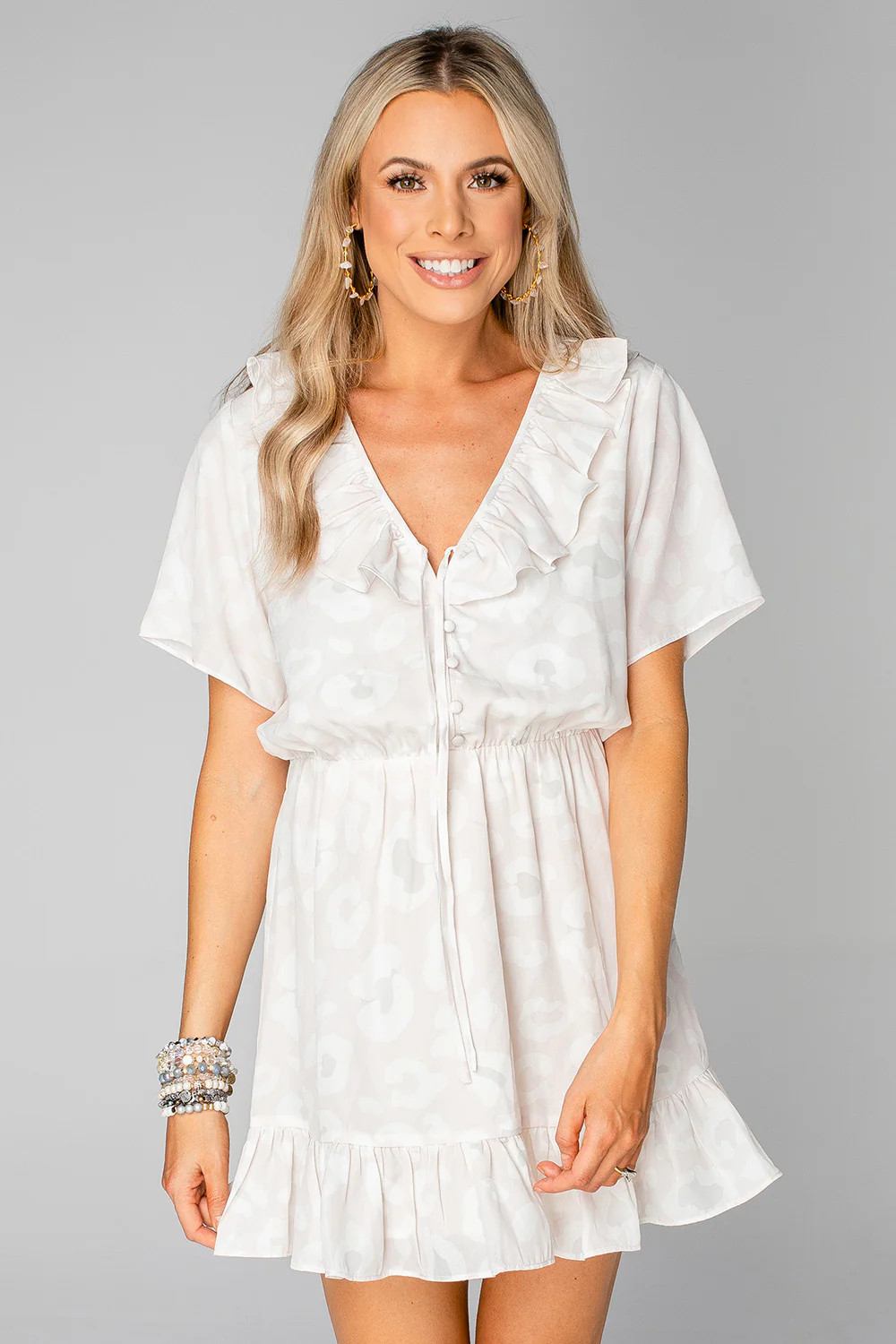 Trixy Ruffled Mini Dress - Vanilla | BuddyLove