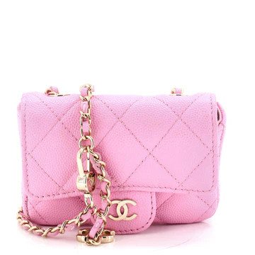 Chanel CC Medallions Flap Belt Bag Quilted Caviar Mini Black 41298057 | Rebag